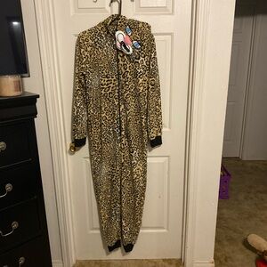 Just Love Leopard Print Plush Onesie Pajama